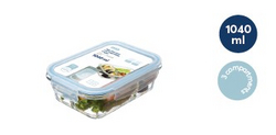 Nikko rectangular glass storage container (3 compartments)