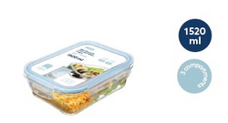 Nikko rectangular glass storage container (3 compartments)