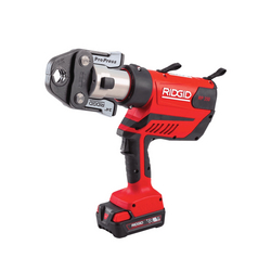 Ridgid 67053 RP 350 - 18V Pipe Pressing Tool with 2.5 Ah Li-Ion Batteries, 7-Pieces ProPress Jaws (1/2 - 2 In)
