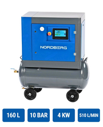 Screw compressor, 4.0 kW, 160 l receiver, 10 bar, 510 l/min NORDBERG NCA7.5R