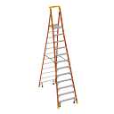 18ft Reach Height Fiberglass Podium Ladder w/Casters 12ft Type IA PD6212-4C