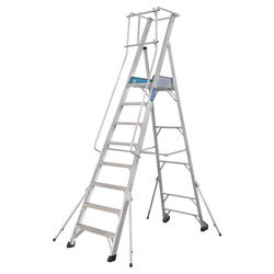 Gazelle G5808 8 ft Aluminium Platform Ladder (2.3m), 11 ft Working Height, 150kg Load Capacity, 360° Rail Guard, Anti-Slip Platform, Steps and Feet, EN131 from ADEX INTL