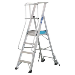 Gazelle G5804 4 ft Aluminium Platform Ladder (2m), 7 ft Working Height, 150kg Load Capacity, 360° Rail Guard, Anti-Slip Platform, Steps and Feet, EN131 from ADEX INTL