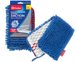 O-Cedar Hardwood Floor 'N More 3-Action Flip Mop Head Replacement | Machine Washable | Reusable | Microfiber Refill