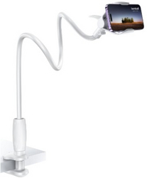 Lamicall Gooseneck Phone Holder for Bed - 360 Adjustable Clamp Clip, Overhead Cell Phone Mount Stand for Desk, Compatible with All Cellphone, White from SKANDA INTERNATIONAL FZ LLE