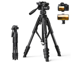 Lamicall Camera Tripod - 17.6LBS Max Load Tripod for Camera with Rapid Leg Deployment Phone Tripods for Video Recording Photo Vlog, 67" Camera Stand with Phone Holder & Carry Bag for DSLR iPhone GoPro