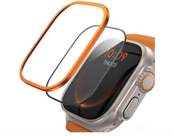 Lamicall for Apple Watch Ultra Screen Protector - Titanium Bumper Frame Case Cover, 2Pack Tempered Glass Film [Sensitive Touch] for iWatch Ultra 49mm, Orange from SKANDA INTERNATIONAL FZ LLE