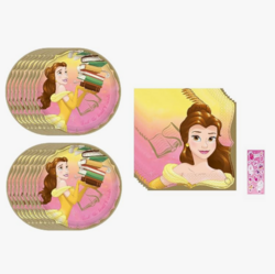 Belle Disney Princess Birthday Party Supplies Bundle Pack includes Lunch Paper Plates and Lunch Paper Napkins (Bundle for 16)