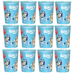 Amscan Bluey Birthday Baby Party Supplies Bundle Pack includes 12 Plastic Reusable Cups