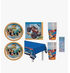 Hot Wheels Birthday Party Supplies Bundle Pack for 16 includes 16 Dessert Plates, 16 Napkins, 16 Cups, 1 Table Cover