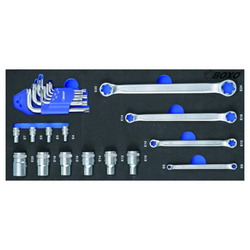 BOXO SBX051 1/2" & 1/4" TX-E socket set and TX-double ring wrench set 23pc
