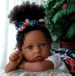 BABESIDE Reborn Baby Dolls Black Girl, 20 Inch Realistic Black Baby Newborn African American Real Life Girl Dolls Soft Vinyl and Cloth Body with Feeding Kit Gift Box for Kids Age 3+