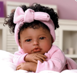 BABESIDE Reborn Baby Dolls Black Girl, 20 Inch Realistic Black Girl Newborn Lifelike Real Life Baby Dolls Soft Vinyl and Cloth Body with Feeding Kit Gift Box for Kids Age 3+