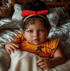BABESIDE Lifelike Reborn Baby Dolls Black Girl, 20 Inch Realistic Black Girl Newborn Real Life Baby Dolls Soft Vinyl and Cloth Body with Feeding Kit Gift Box for Kids Age 3+