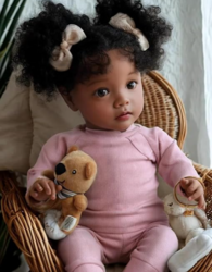 BABESIDE Lifelike Reborn Baby Dolls Daisy Black Girl- 20 Inch Soft Body Realistic-Newborn Handmade Real Life Baby Dolls with Clothes and Toy Gift for Kids Age 3+