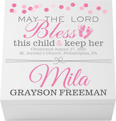 Let's Make Memories Personalized Keepsake Box for Baptism - Memories Box - Memento Storage - For Girls (Pink) - 6" Hx12 Sq from SKANDA INTERNATIONAL FZ LLE