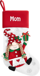 Let's Make Memories Personalized Gnome Family Plush 3D Christmas Stocking - Brown Braids from SKANDA INTERNATIONAL FZ LLE