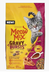 Meow Mix Gravy Bursts Dry Cat Food, Chicken, 3 LB Bag