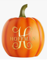 Let's Make Memories Personalized Light Up Halloween Pumpkin Decor Outdoor - Your Name & Initial on a Custom Pumpkin - Jack o Lantern - Fall Decor - Indoor/Outdoor - Large - Orange