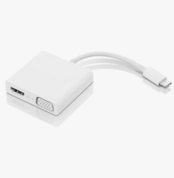 Lenovo USB-C 3-in-1 Travel Hub, 4K HDMI, VGA, USB 3.0, Plug and Play, Only 0.08 lbs, GX90T33021, White