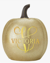 Let's Make Memories Personalized Light Up Halloween Pumpkin Decor Outdoor - Your Name & Initial on a Custom Pumpkin - Jack o Lantern - Fall Decor - Indoor/Outdoor - Large - Gold Glitter