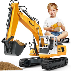 Ruko 1561 RC Excavator 3 in 1 Construction Toys for Boys, 17 Channel Remote Control Vehicles with Grab Alloy Shovel Drill, Realistic Lights & Sounds Digger Sandbox Gifts for 6-14 Years Kids Adults from SKANDA INTERNATIONAL FZ LLE