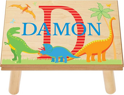 Let’s Make Memories Personalized My Own Name Step Stool - Children’s Step Stool - Sturdy Wood – Non-Toxic Paint, Sealer - Dinosaur Design - Natural - 14’Wx9.25”Lx8.75”H - Ages 3+ from SKANDA INTERNATIONAL FZ LLE