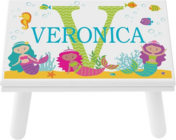 Let’s Make Memories Personalized My Own Name Step Stool - Children’s Step Stool - Sturdy Wood – Non-toxic Paint, Sealer - Mermaid Design - White - 14’Wx9.25”Lx8.75”H - Ages 3+ from SKANDA INTERNATIONAL FZ LLE