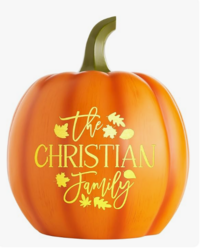 Let's Make Memories Personalized Light Up Pumpkin - Jack o Lantern Halloween Decor - Your Family Name on a Custom Pumpkin - Fall Decor - Indoors/Outdoors - Falling Leaves - Orange L from SKANDA INTERNATIONAL FZ LLE
