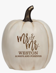 Let's Make Memories Personalized Light-Up Wedding Pumpkin for Same Sex Couples - Fall Wedding Decor Centerpiece - Laser-Engraved Resin - Festive Romance - Mr & Mr - Cream - X-Large from SKANDA INTERNATIONAL FZ LLE