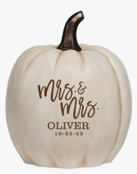 Let's Make Memories Personalized Light-Up Wedding Pumpkin for Same Sex Couples - Fall Wedding Decor Centerpiece - Laser-Engraved Resin - Festive Romance - Mrs & Mrs - Cream - X-Large from SKANDA INTERNATIONAL FZ LLE