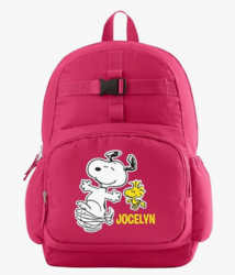 Let's Make Memories Kids Backpack for School - Personalized - PEANUTS SNOOPY Bookbag with Optional Lunch Box - Pink - Happy Dance from SKANDA INTERNATIONAL FZ LLE