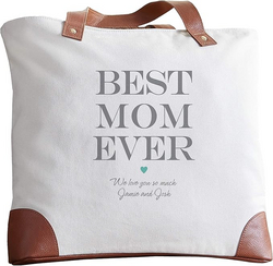 Let's Make Memories Personalized Canvas Tote - Best Ever Tote for Mom - Roomy Carryall - Customize With Title and Message - 15.5" W x 18.5" H x 3.5" D