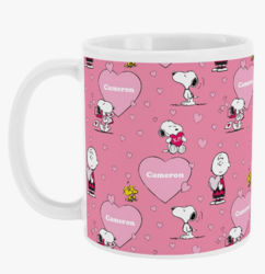 Let's Make Memories Personalized PEANUTS Hearts Mug- Snoopy - For Her - Pink - 11 oz - White Handle from SKANDA INTERNATIONAL FZ LLE