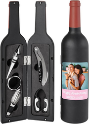 Let's Make Memories Personalized Photo 5-Piece Wine Tool Set - Wine Bottle Opener - Pink from SKANDA INTERNATIONAL FZ LLE