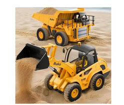 Ruko 1560 Construction Toy Set, Remote Control Dump Truck and Front Loader, 9 Channel RC Vehicles with Realistic Lights for Outdoor Sandbox Play, Gifts for Kids from SKANDA INTERNATIONAL FZ LLE
