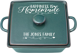 Let's Make Memories Personalized Stoneware Collection - Happiness is Homemade - Cookware - Kitchenware - For Cooks - Casserole Dish - Teal from SKANDA INTERNATIONAL FZ LLE