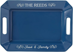 Let's Make Memories Personalized Stoneware Entertaining Platter - For Entertaining - Navy Platter - Ceramic Tableware - Customized With Family Name from SKANDA INTERNATIONAL FZ LLE