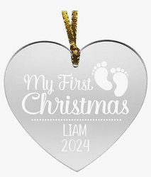 Let's Make Memories Personalized Babys First Christmas Ornament - 2025 Keepsake Ornament - My First Christmas - Laser-Engraved Acrylic Heart - Footprints from SKANDA INTERNATIONAL FZ LLE