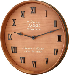 Let's Make Memories Anniversary Wine Barrel Clock - Timeless Gift to Celebrate Love - Pine Wood Clock with Galvanized Edge - 18” Round, 1.75” Deep from SKANDA INTERNATIONAL FZ LLE