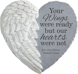 Let's Make Memories Personalized Memorial Garden Stone - Sympathy - Loss of Loved One - Condolences - Indoor/Outdoor - Durable Resin - 3D Wings of Love - Your Wings from SKANDA INTERNATIONAL FZ LLE