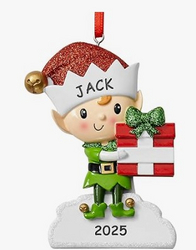 Let’s Make Memories Personalized Christmas Ornament for Kids - Includes Ribbon to Hang - Trim The Tree - Engraved Resin with Any Name - Christmas 2025 Keepsake Ornament - Santa’s Elf - Boy from SKANDA INTERNATIONAL FZ LLE