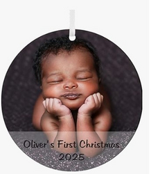 Let’s Make Memories Personalized Babys First Christmas Ornament - Christmas 2025 Ornament - Tree Decor - Wood Photo Round from SKANDA INTERNATIONAL FZ LLE
