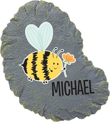 Let's Make Memories Personalized Reasons to Bee Happy Garden Stone - Garden Décor - Orange Flower Design - Small Bee Garden Stone - 6" Diameter from SKANDA INTERNATIONAL FZ LLE