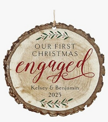 Let's Make Memories Personalized Christmas Ornament - We're Engaged - for Couples - Wood - 2025 Ornament - Simple Modern Rustic - First Christmas Engaged