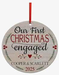 Let's Make Memories Personalized First Christmas Engaged Ornament - for Couples - 2025 Christmas Ornament - Customize Message, Year - Round