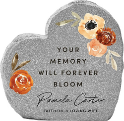 Let's Make Memories Personalized Memorial Garden Stone - Sympathy - Loss of Loved One - Condolences - Outdoor - Headstone - Durable Resin - Upright Garden Marker - Blooms with Love from SKANDA INTERNATIONAL FZ LLE