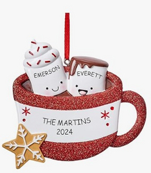 Let’s Make Memories Personalized Christmas Ornament - Resin - Engraved - Christmas 2024 Keepsake Ornament - Includes Ribbon to Hang - Hot Cocoa Family - 2 Marshmallows from SKANDA INTERNATIONAL FZ LLE