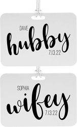 Let’s Make Memories Personalized Hubby and Wifey Luggage Tags - Set of 2 - Hubby/Wifey Design - for Travel - 3.5" Hx5 W