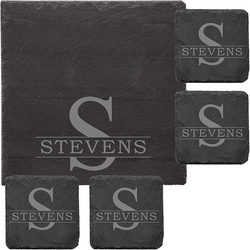 Let's Make Memories Personalized Initially Yours Slate Entertaining 5pc Set - Housewarming Gift - Hostess Gift - Customize with Initial and Name from SKANDA INTERNATIONAL FZ LLE